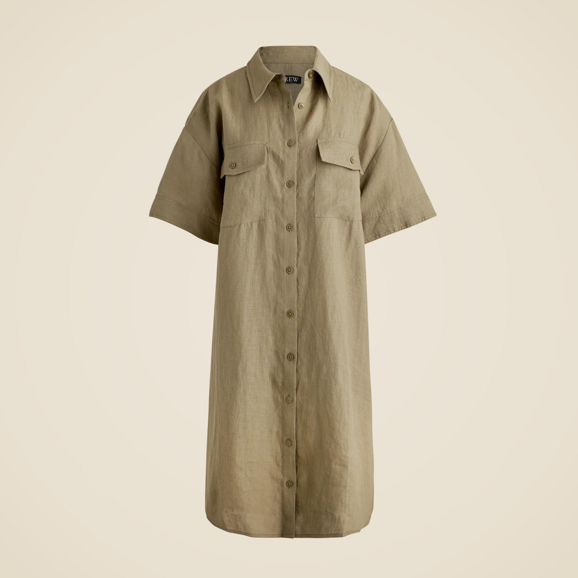 Petite utility shirtdress in linen Product Image
