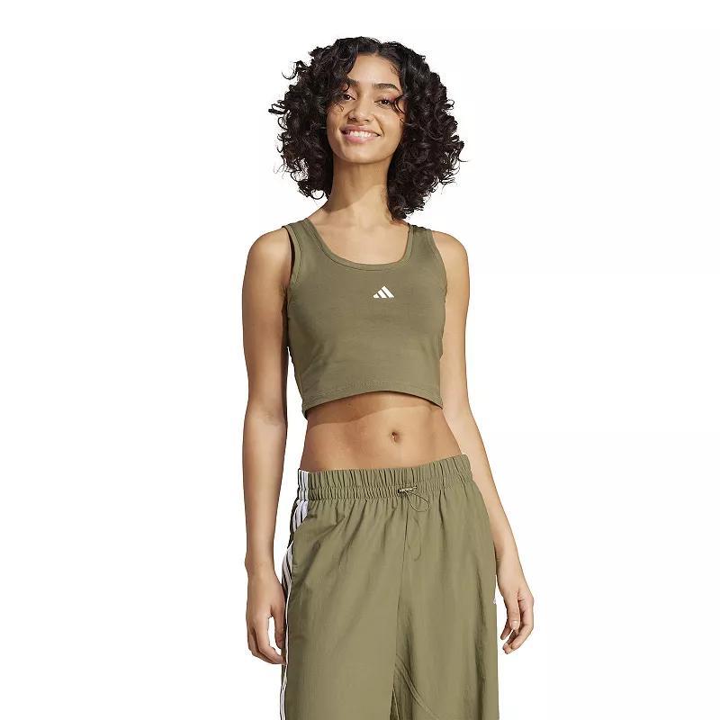 Womens adidas Essentials Small Logo Slim-Fit Sportswear Tank Top Green Strata White Product Image