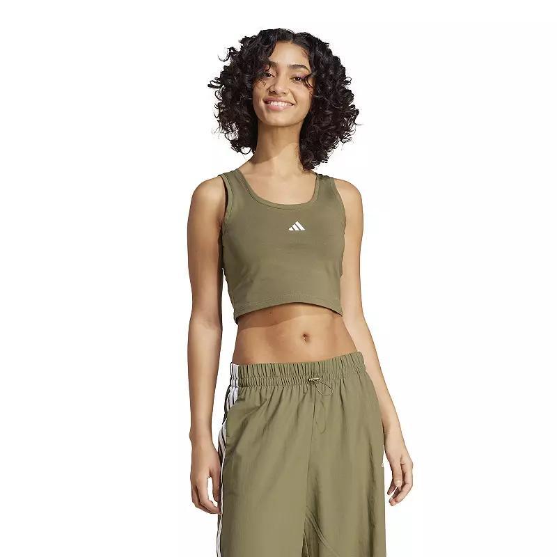 Womens adidas Essentials Small Logo Slim-Fit Sportswear Tank Top Green Strata White Product Image