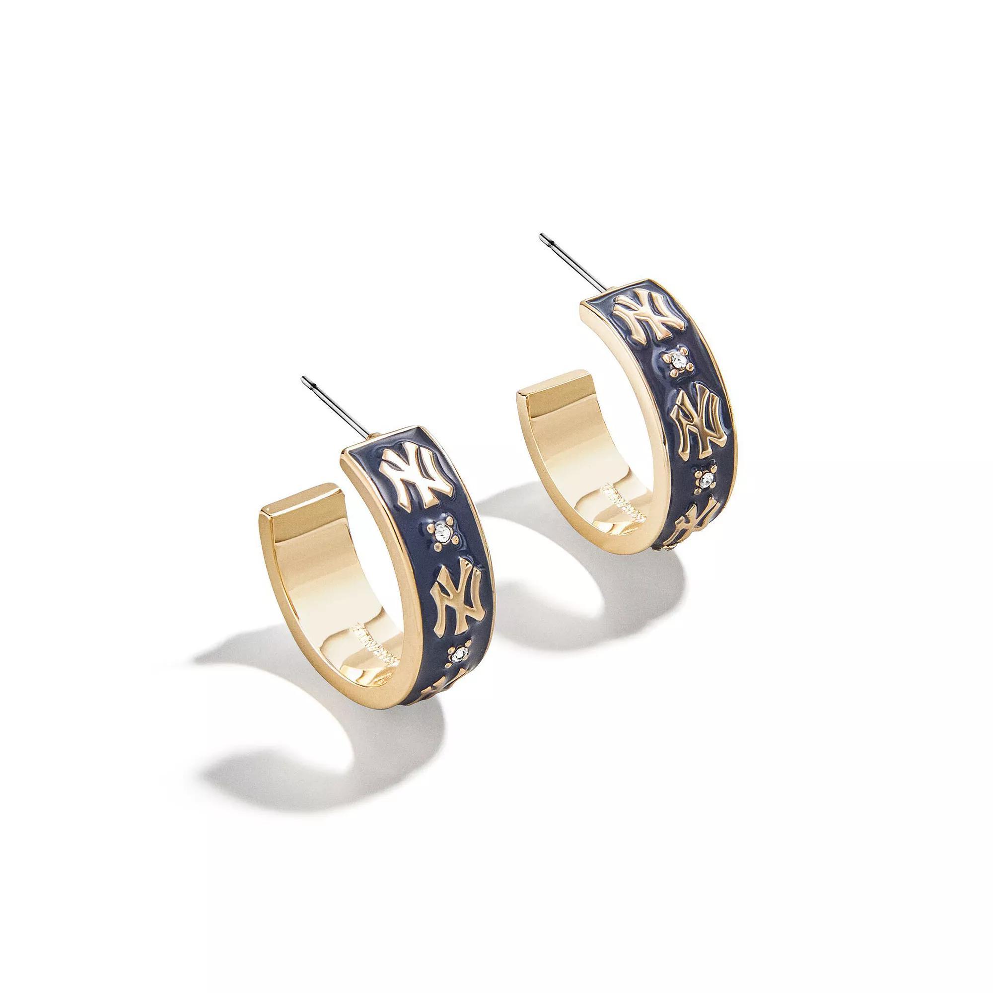 WEAR By Erin Andrews x BaubleBar New York Yankees Enamel Hoop Earrings, Women's, Gold Product Image
