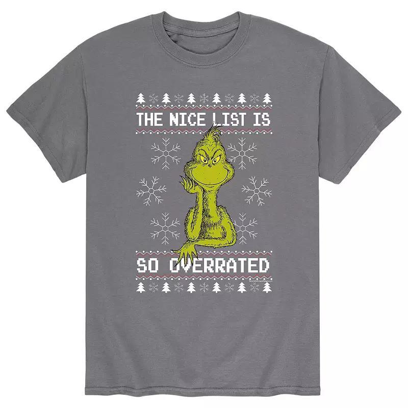 Mens Dr. Seuss The Grinch Overrated Tee Grey Product Image