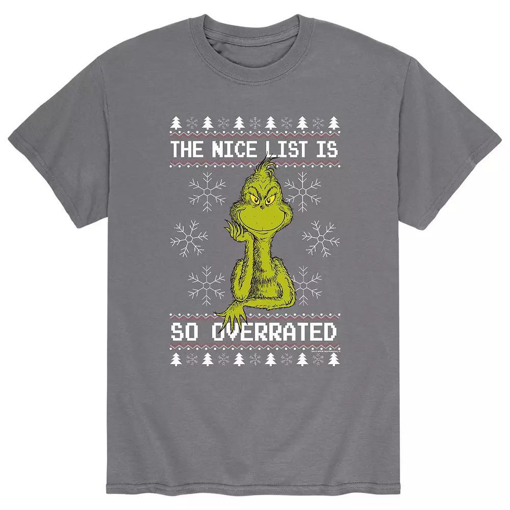 Mens Dr. Seuss The Grinch Overrated Tee Grey Product Image