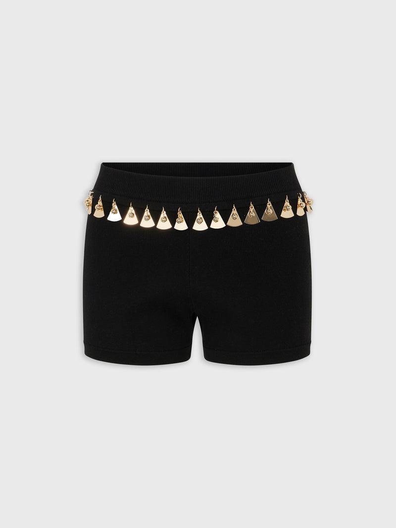 BLACK MINI SHORTS IN COTTON AND SILK KNIT Product Image