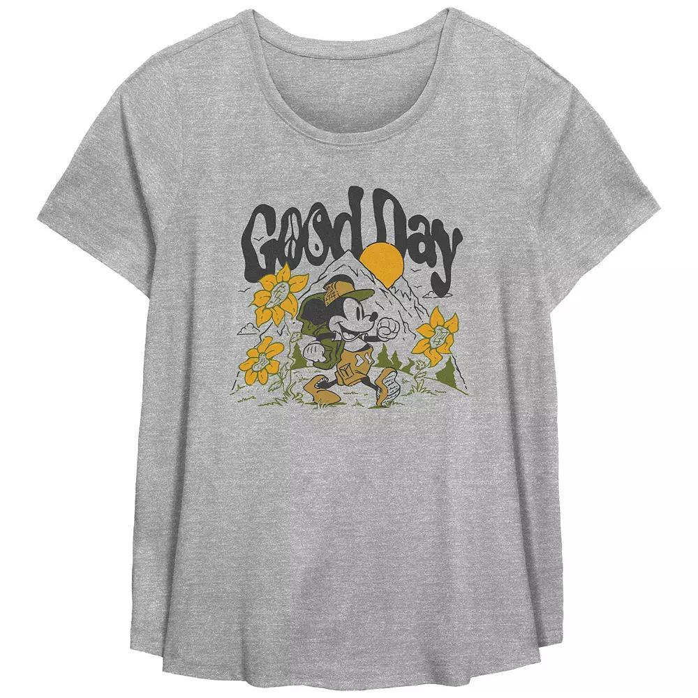 Disney's Mickey Mouse Good Day Plus Size Flowy Graphic Tee, Women's, Size: 2XL, Grey Gray Product Image