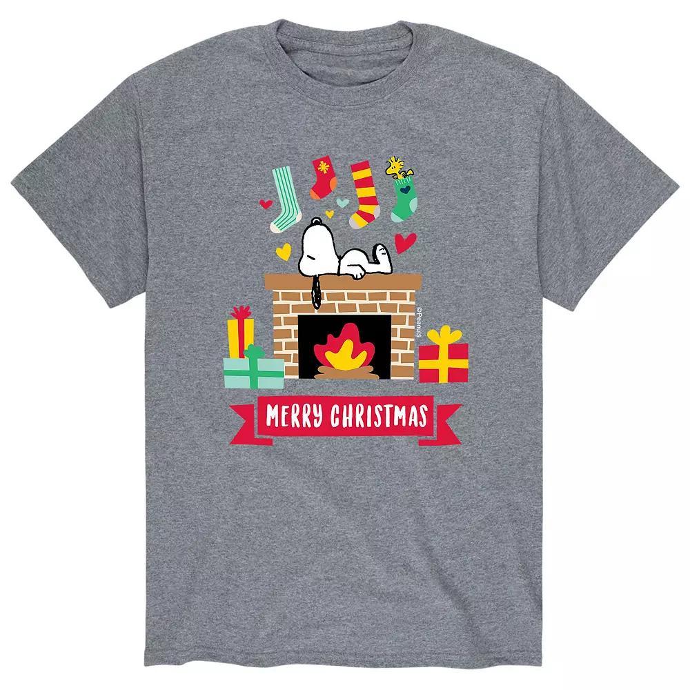 Mens Peanuts Merry Christmas Tee Athletic Grey Product Image