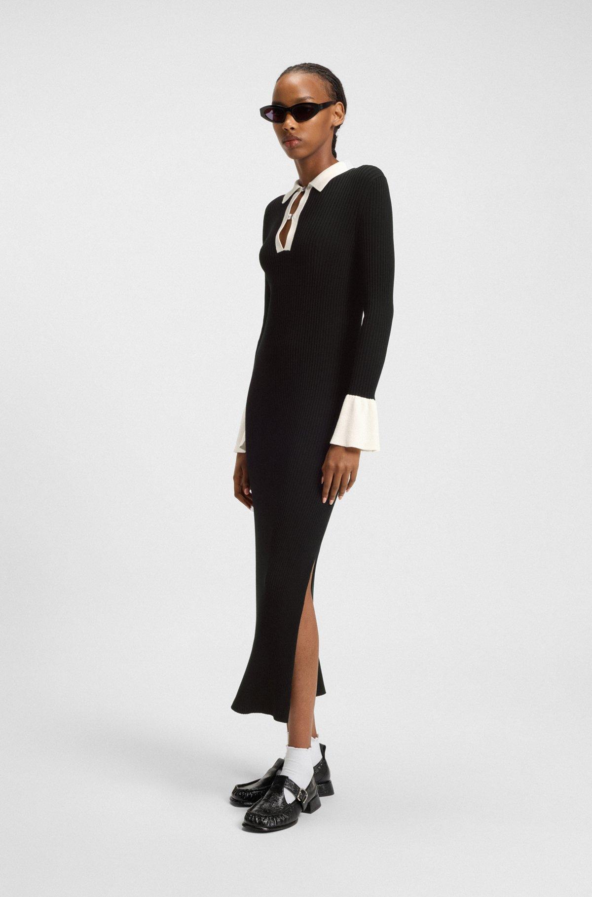 Knitted tube dress with stacked-logo keyhole placket Product Image