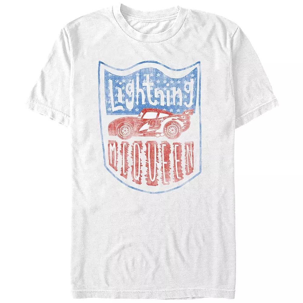 Disney's Cars Lightning McQueen Americana Badge Men's Graphic Tee, Size: Large, White Product Image