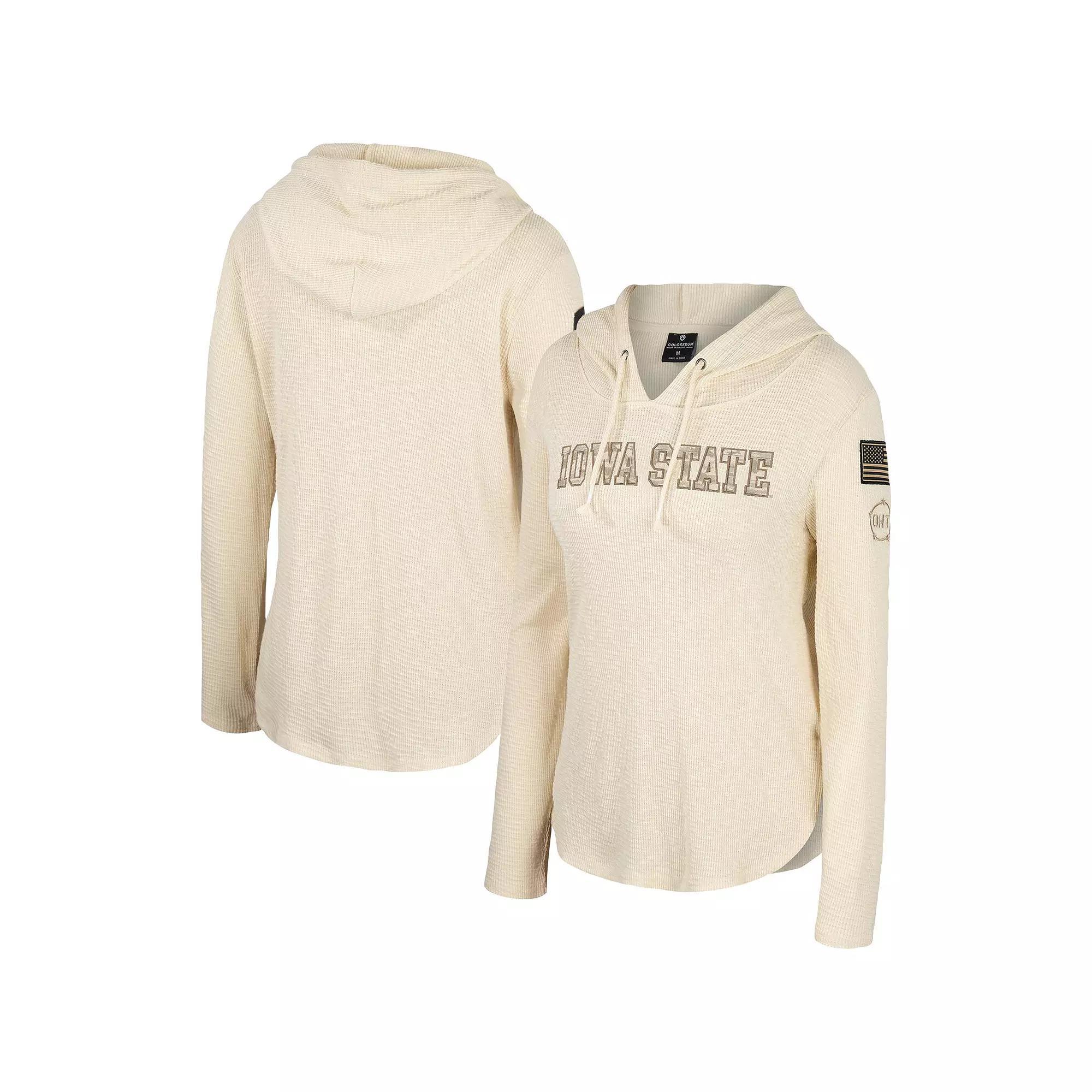 Women's Colosseum Cream Iowa State Cyclones OHT Military Appreciation Casey Raglan Long Sleeve Hoodie T-Shirt, Size: XL, Beige Product Image