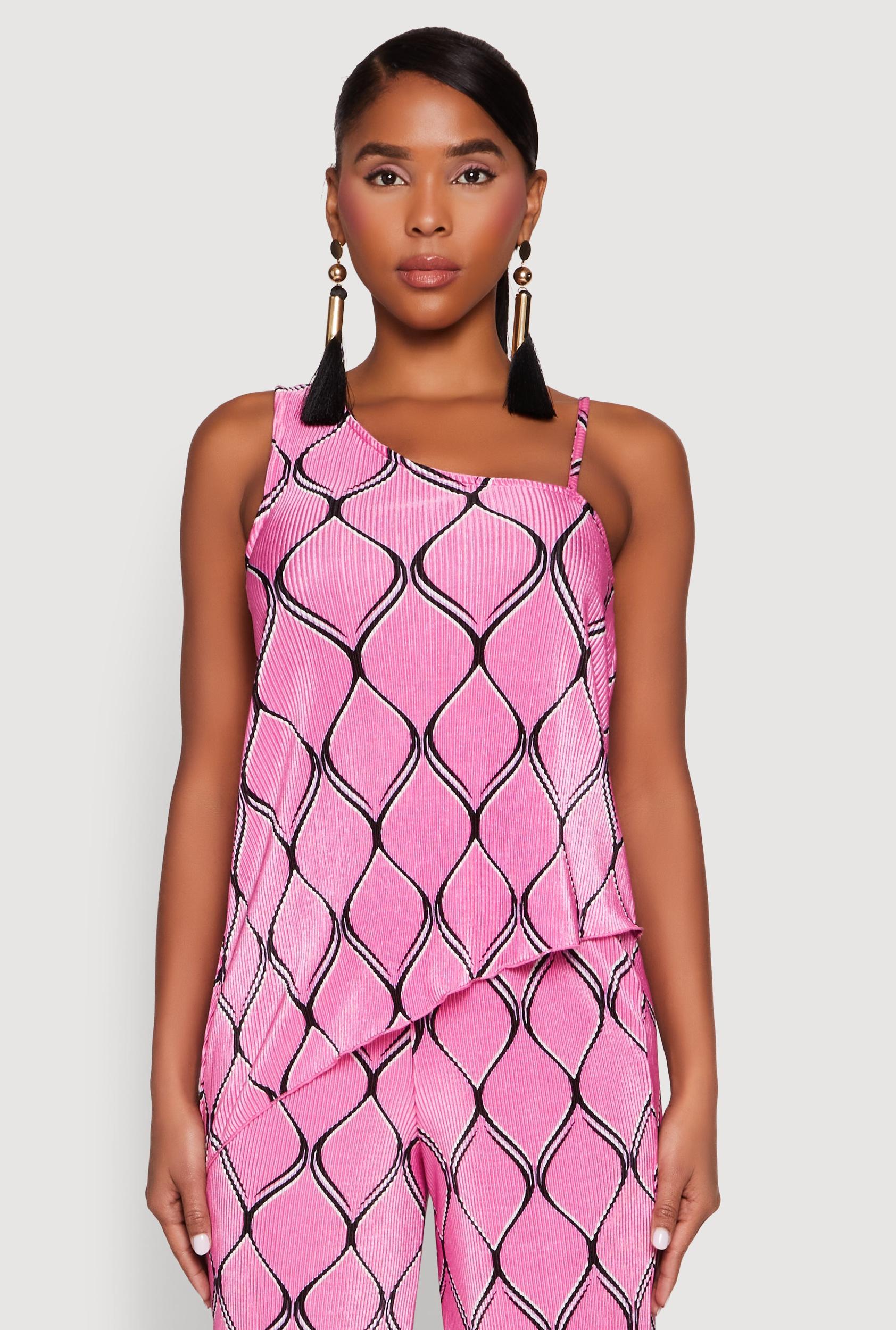 Womens Almost Famous Plisse Asymmetrical Top Product Image
