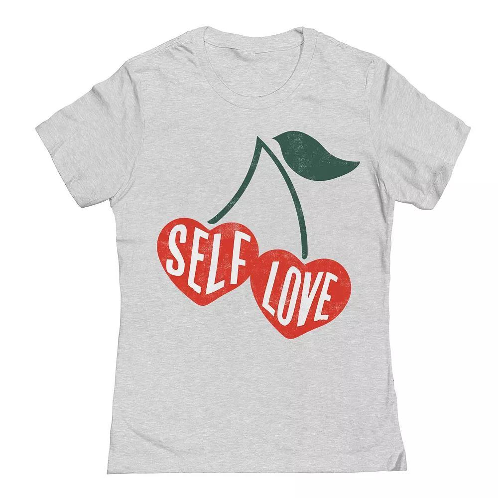 Junior's Grayson Threads by Tai Apparel Self Love Cherries Graphic Tee, Women's, Size: XL, Grey Grey Product Image