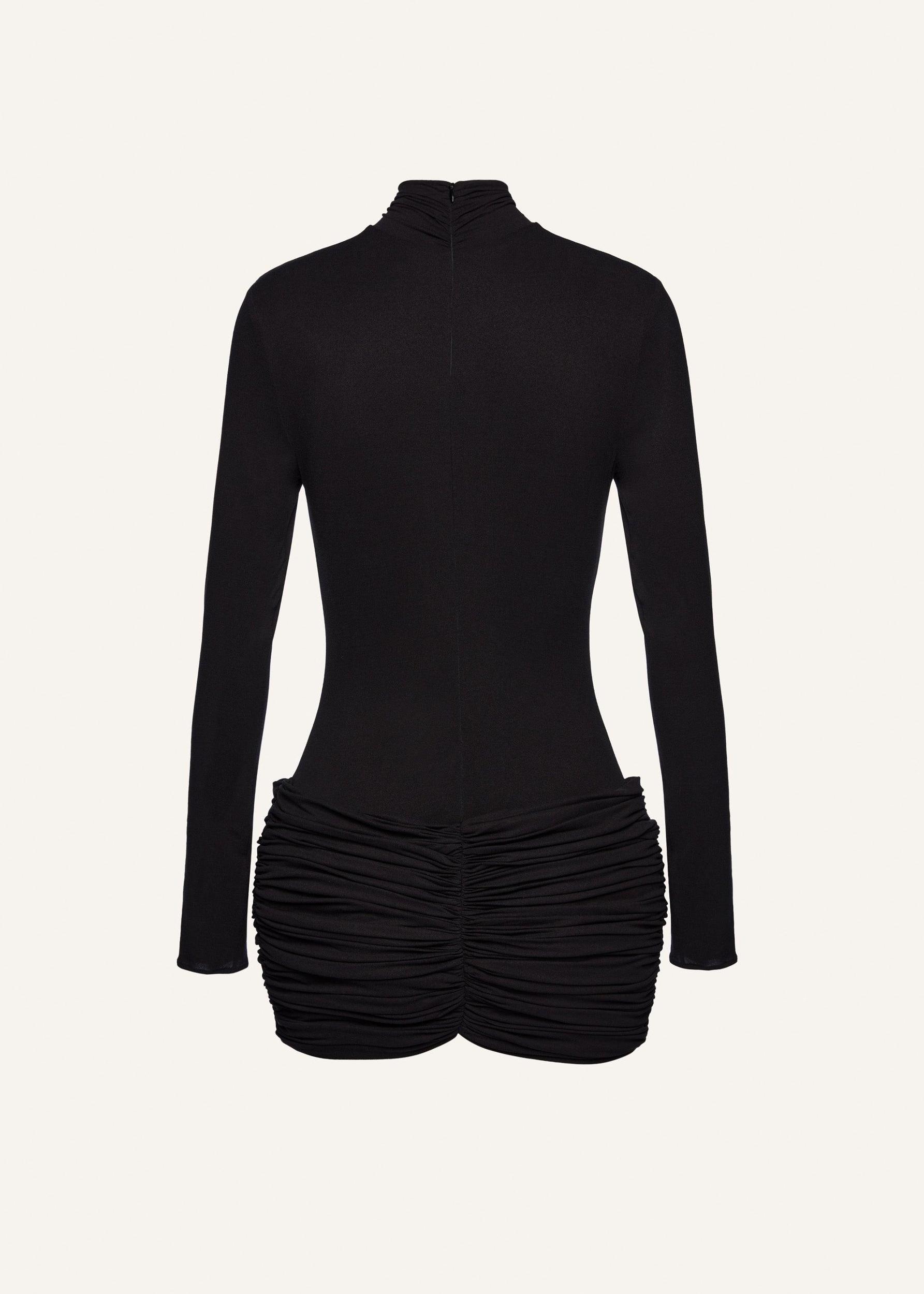 Long sleeve hip dress in black Product Image