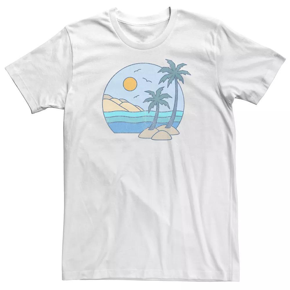 Big & Tall Palm Tree Beach Pastel Circle Portrait Tee, Men's, Size: 4XL, Athletic Grey Product Image