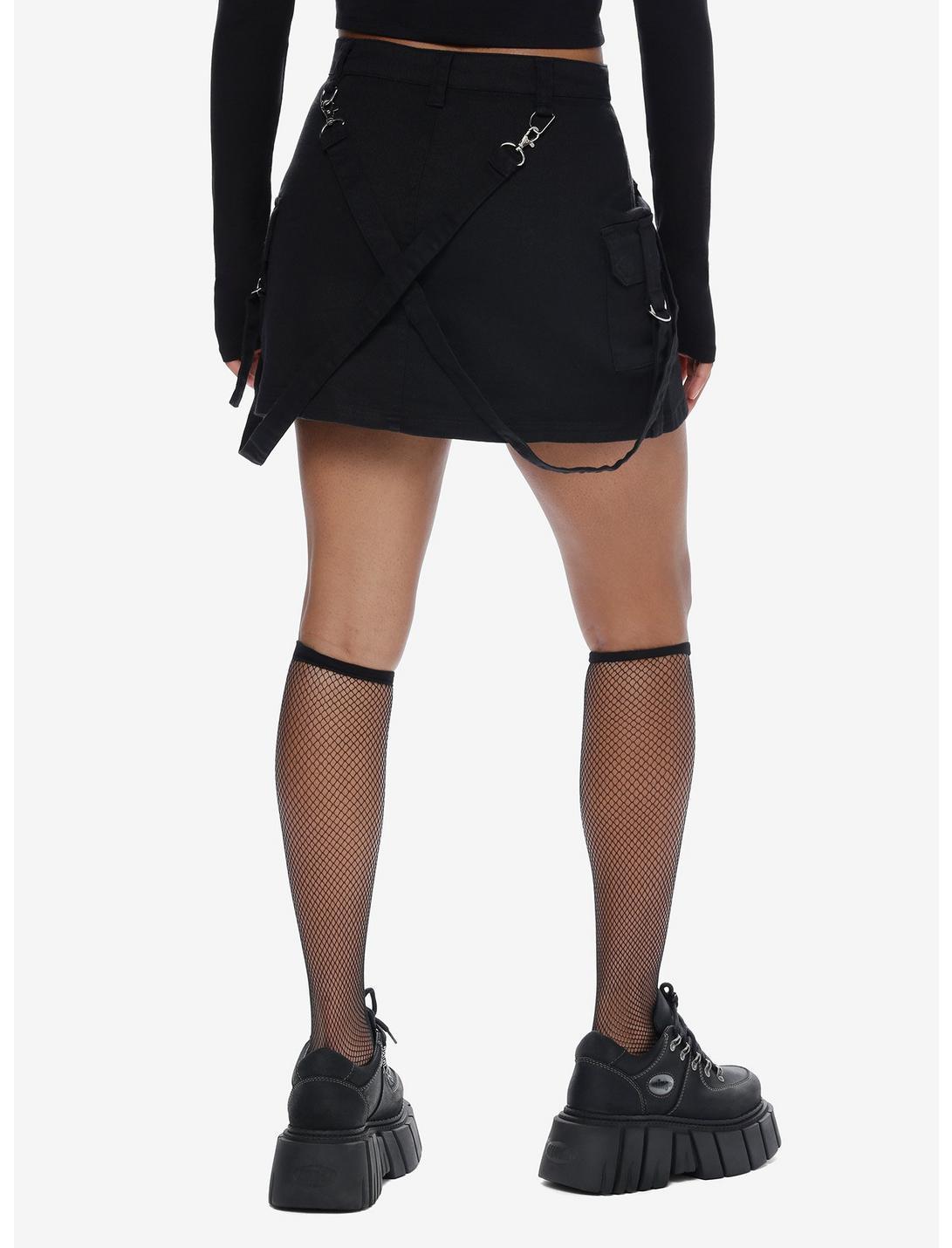 Social Collision Black Cargo Suspender Mini Skirt Product Image