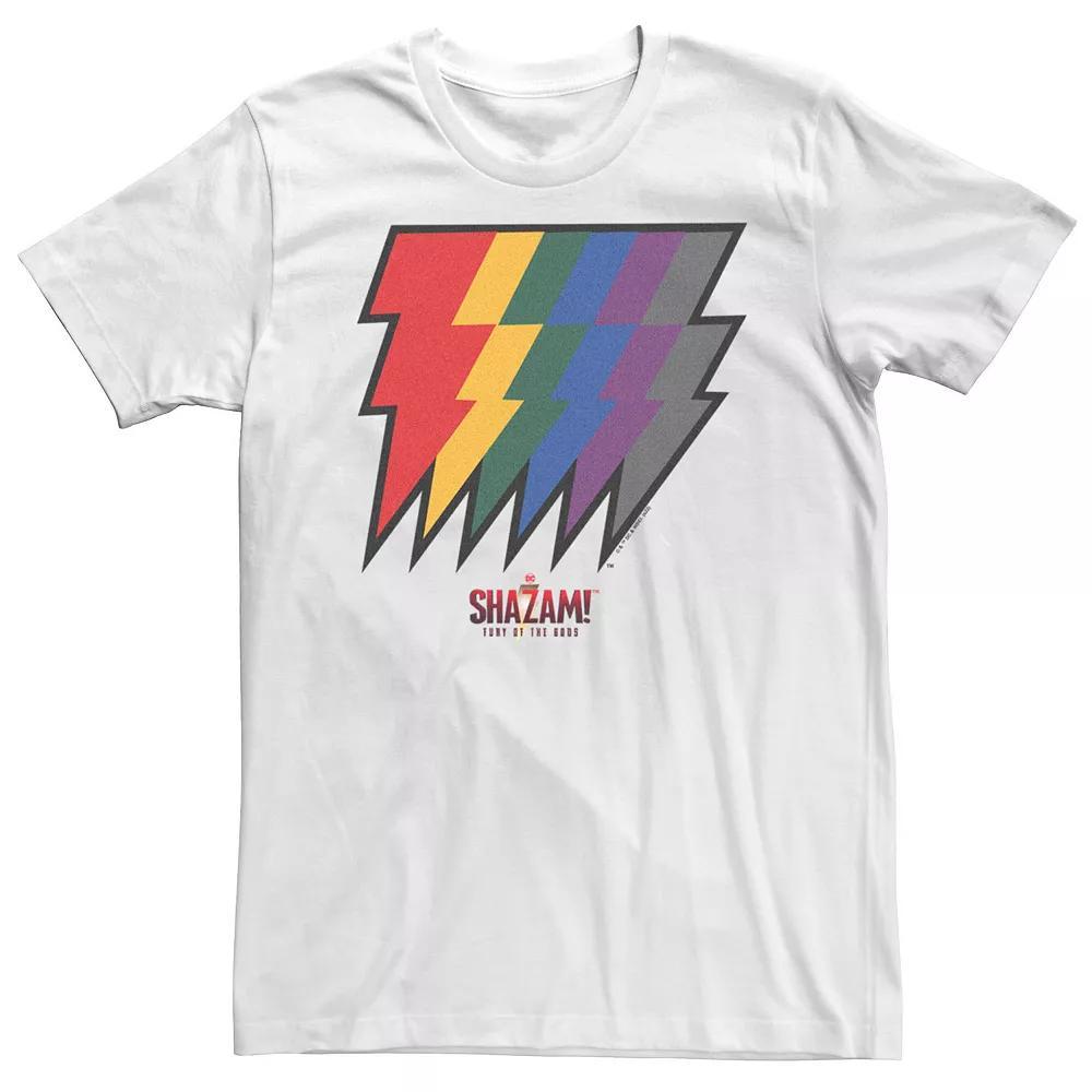 Big & Tall Shazam Fury Of The Gods Rainbows Bolts Logo Tee, Men's, Size: 4XL Tall, White Product Image