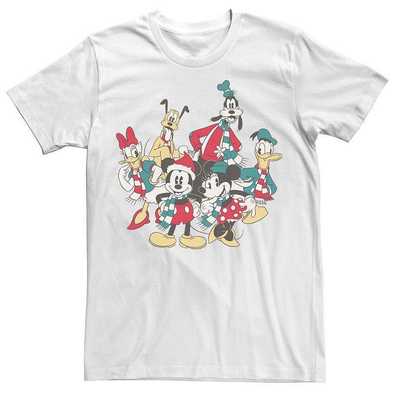 Men's Mickey Classic Holiday Group Christmas Group Shot Tee, Size: XXL, White Product Image
