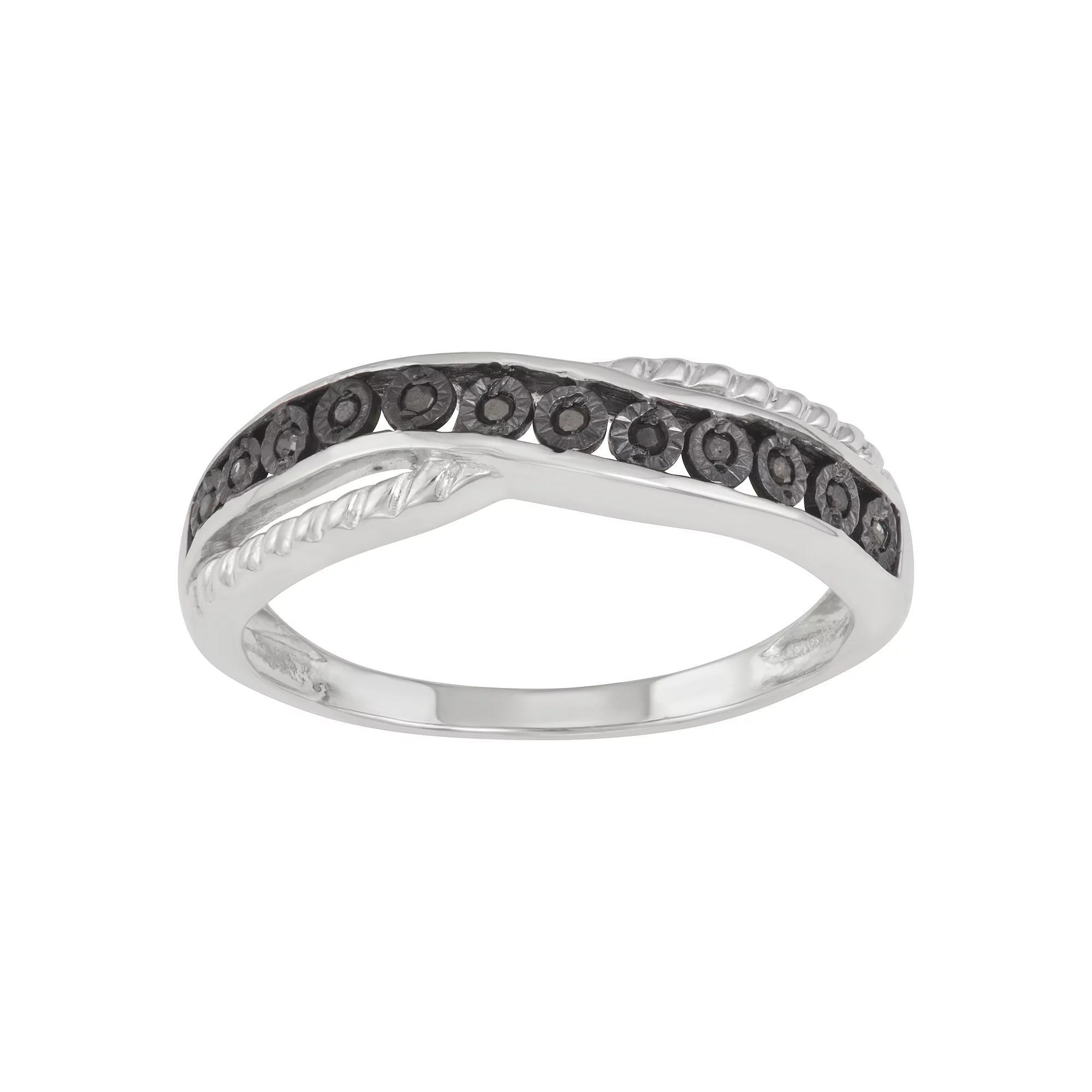 Sterling Silver & Black Diamond Accent Twist Ring, Women's, Size: 7 Product Image