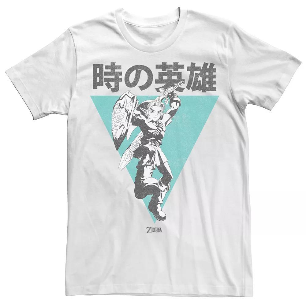 Men's Nintendo Legend Of Zelda Link Kanji Triangle Poster Graphic Tee, Size: XL, White Product Image