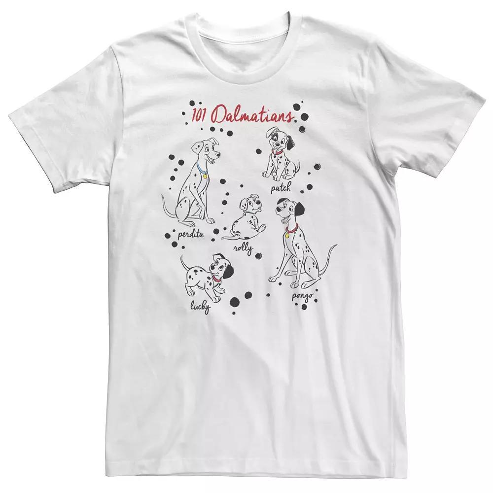 Big & Tall Disney 101 Dalmatians Puppy Names Tee, Men's, Size: XXL Tall, White Product Image