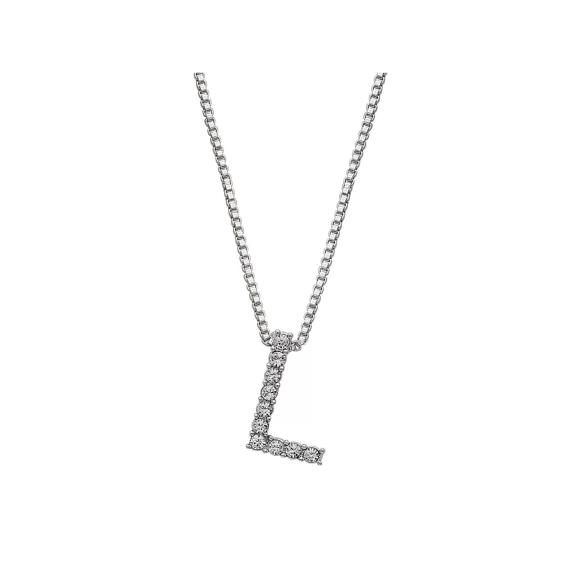 Brilliance Silver Plated Crystal Initial Pendant, Women's, Size: 18", Silver Tone G Product Image
