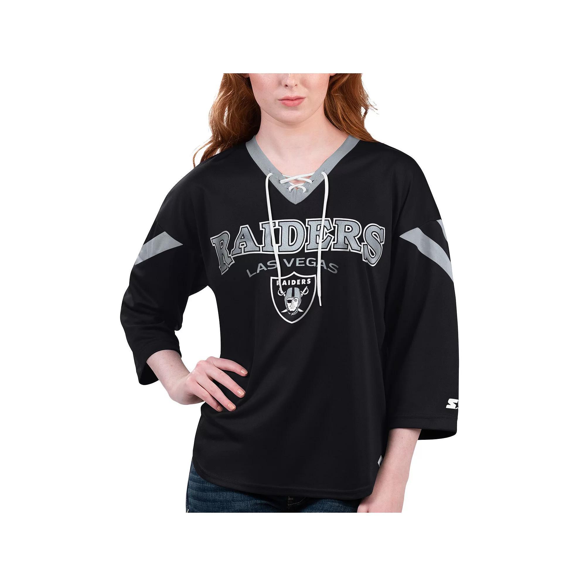 Women's Starter Purple Baltimore Ravens Rally Lace-Up 3/4 Sleeve T-Shirt, Size: Large Product Image