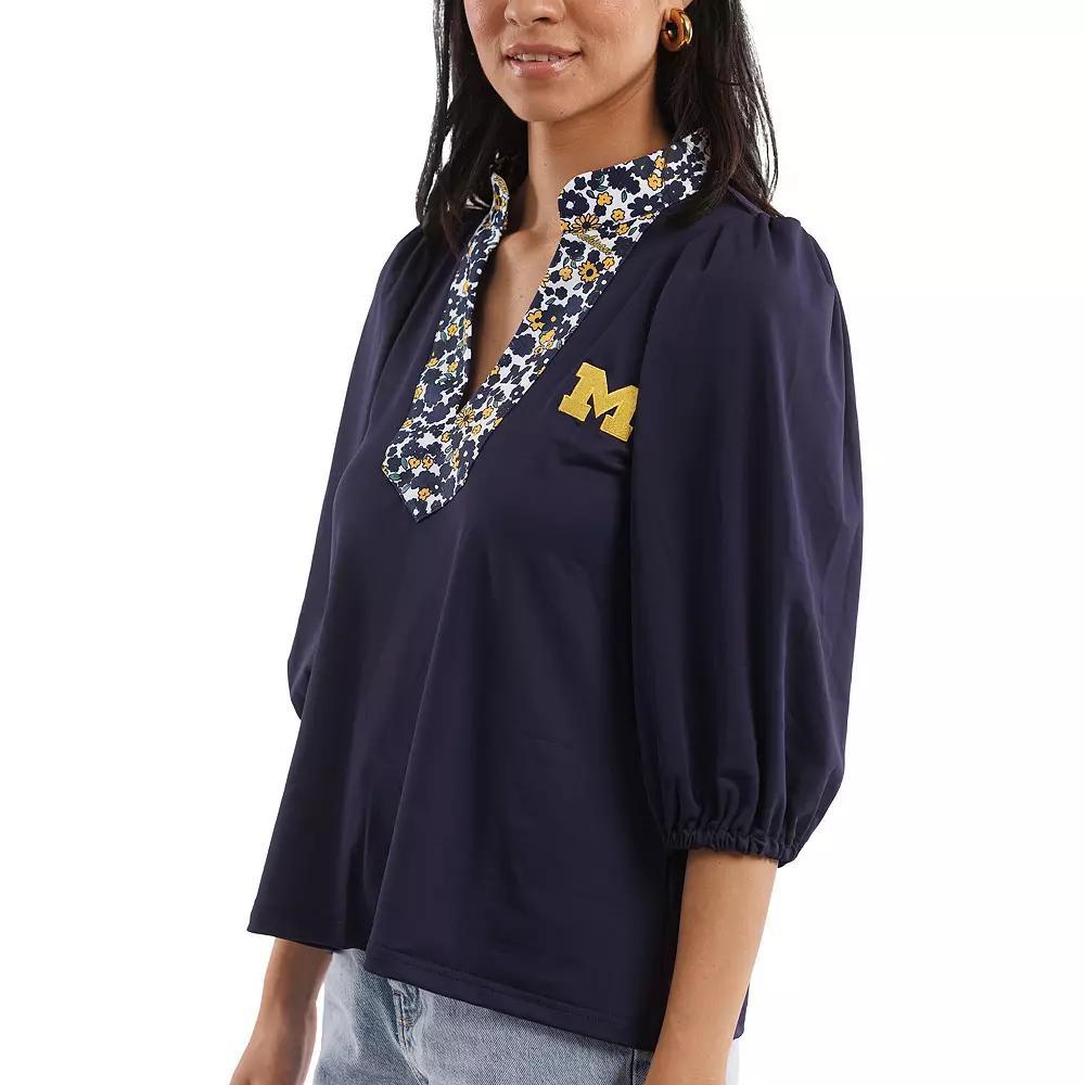 Women's Smith & Quinn Navy Michigan Wolverines Tailgate Collection Eliza Top, Size: Small, Blue Product Image