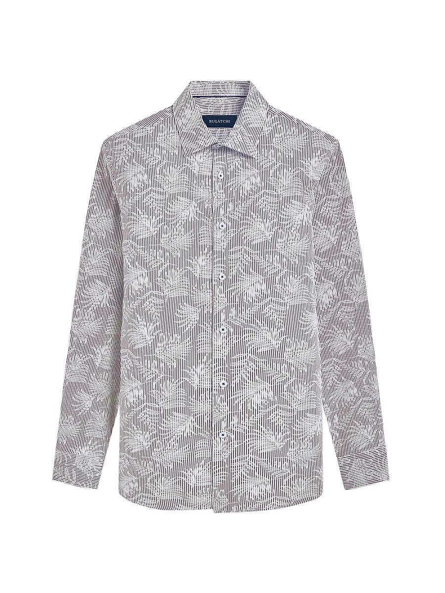 Mens Julian Pinstriped & Leaf Button-Front Shirt Product Image