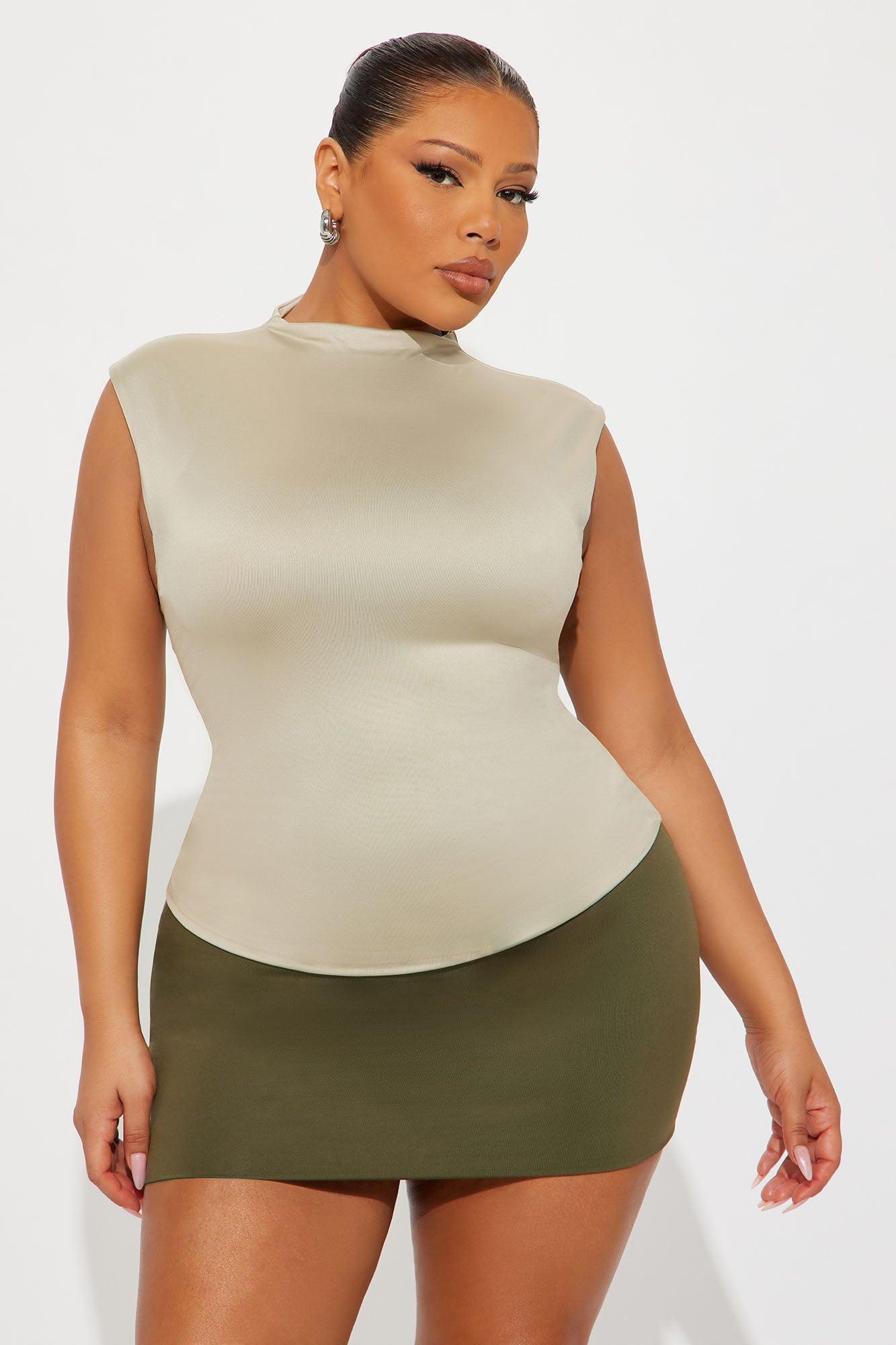 Contour Double Lined Mock Neck Top - Stone Female Product Image