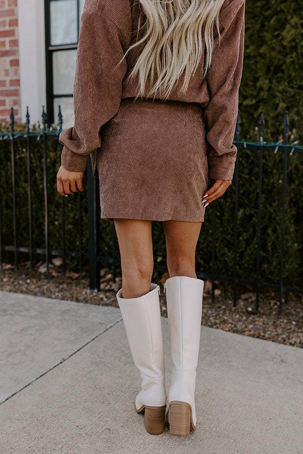 Captivating Cuteness Corduroy Mini Skirt in Mocha Product Image