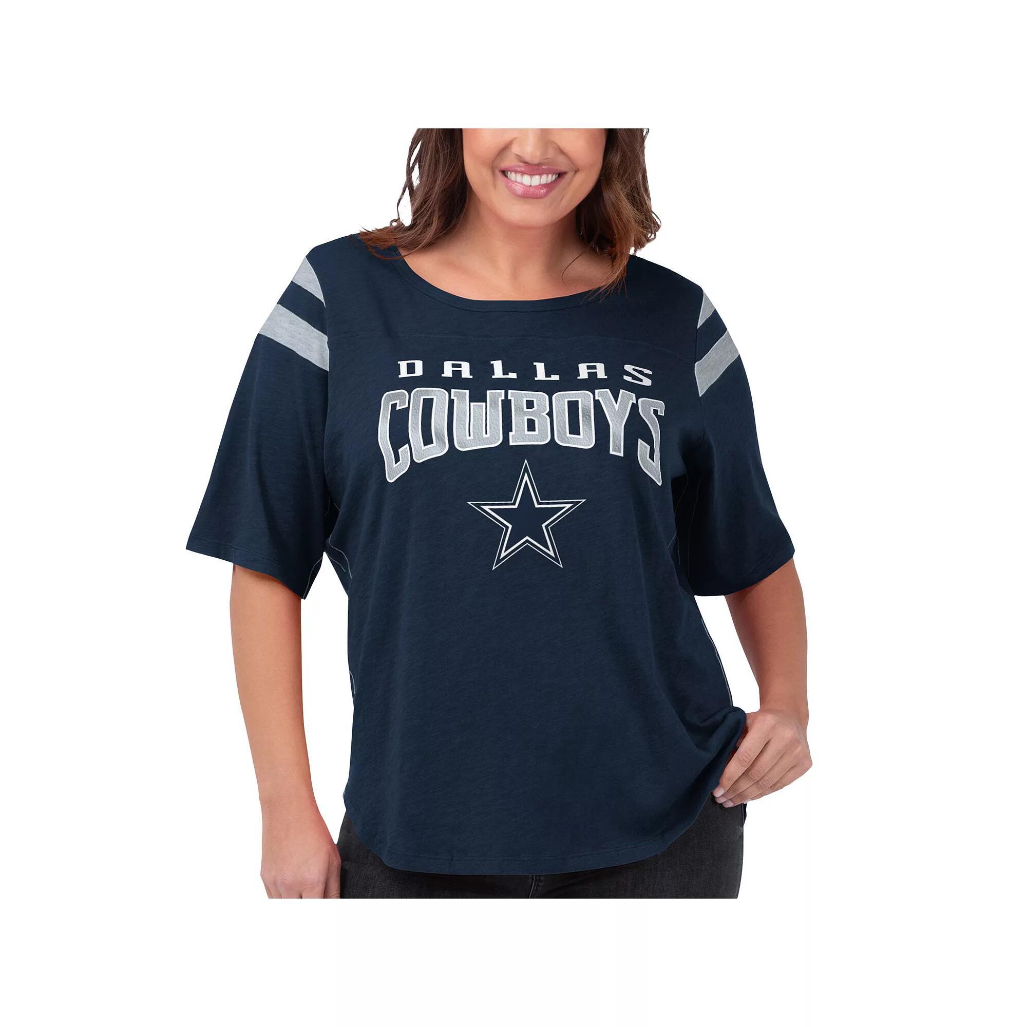 Womens G-III 4Her by Carl Banks Dallas Cowboys Plus Size Linebacker Three-Quarter Sleeve T-Shirt Blue Product Image