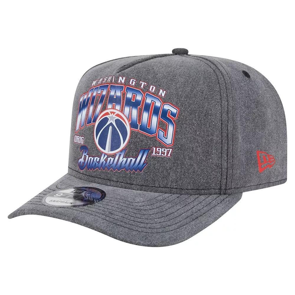 Men's New Era  Charcoal Washington Wizards Throwback Washed Pre-Curved 9FIFTY Snapback Hat, Wiz Charco Product Image