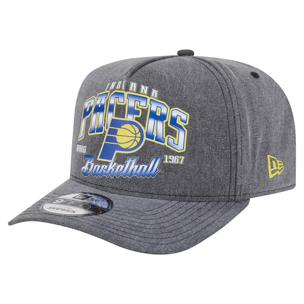 Men's New Era  Charcoal Indiana Pacers Throwback Washed Pre-Curved 9FIFTY Snapback Hat Product Image