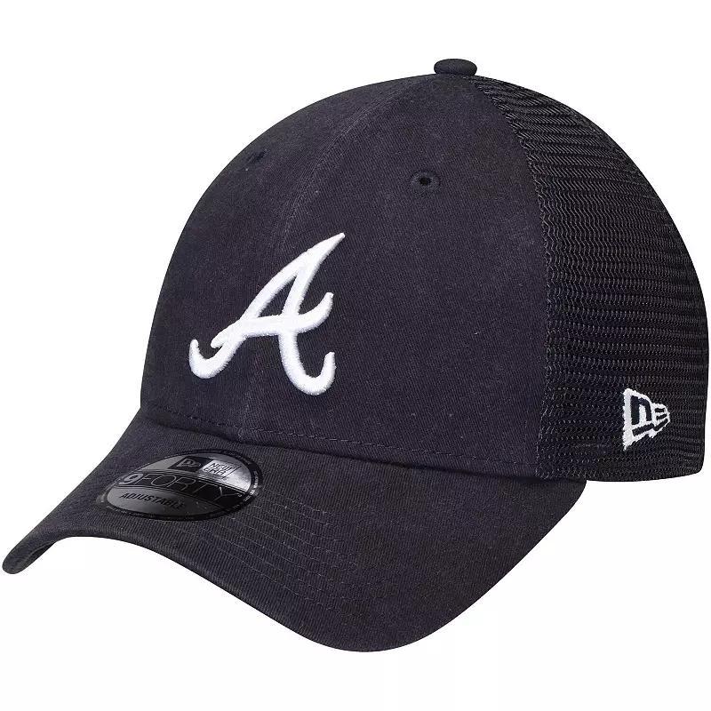 Mens New Era Atlanta Braves Trucker 9FORTY Adjustable Snapback Hat, Blue Product Image