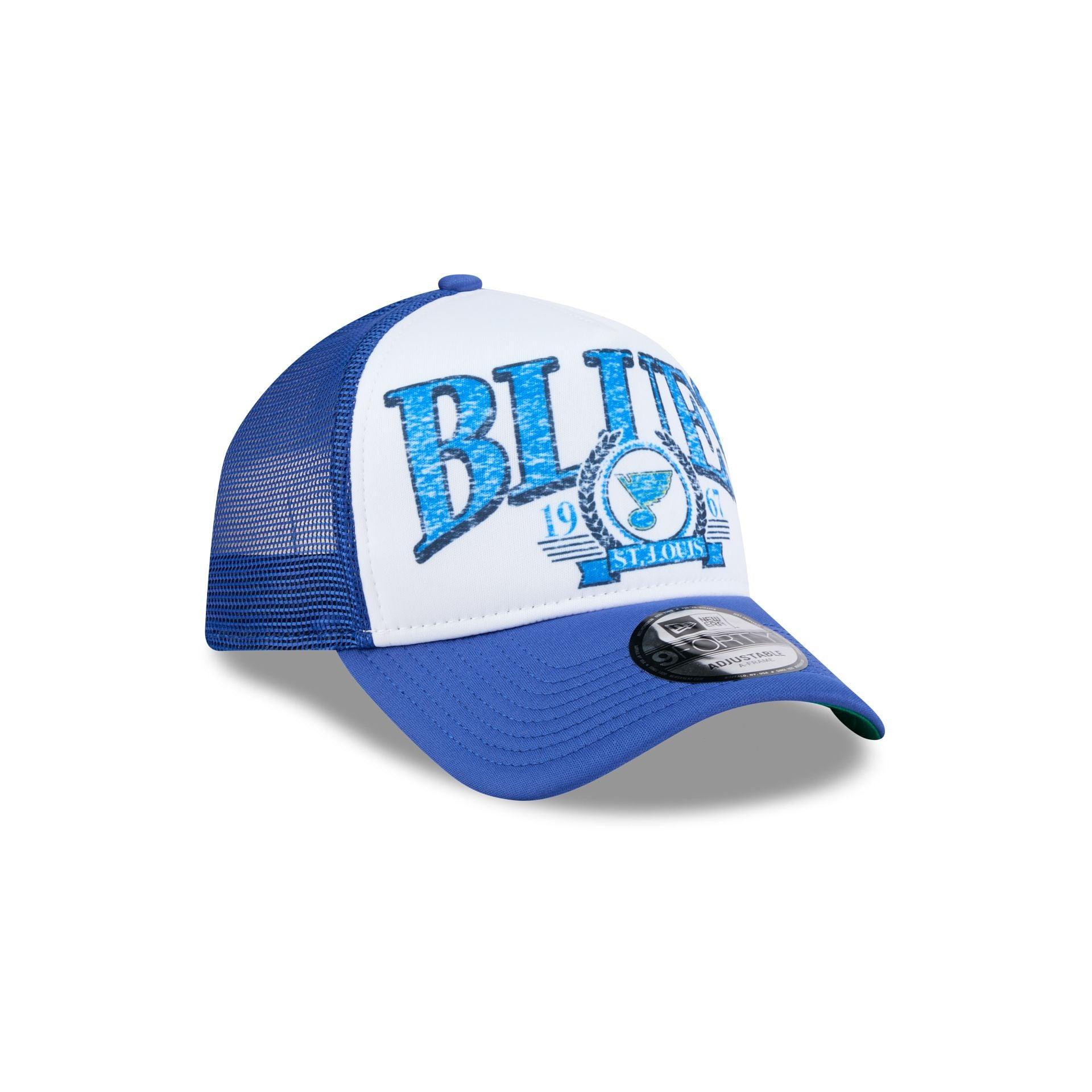 St. Louis Blues Distressed 9FORTY A-Frame Trucker Hat Male Product Image