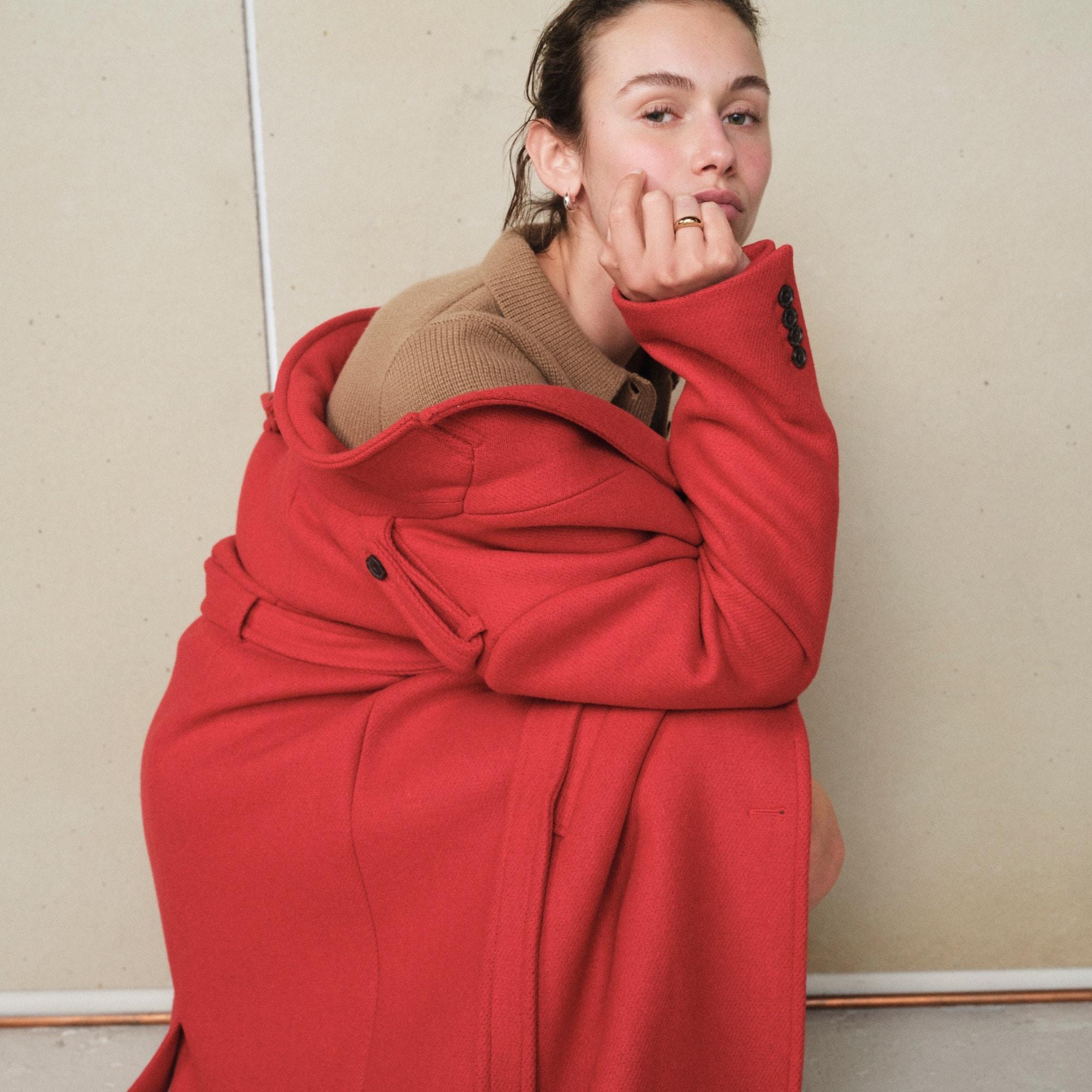 Wrap trench coat in Italian double-faced wool blend Product Image