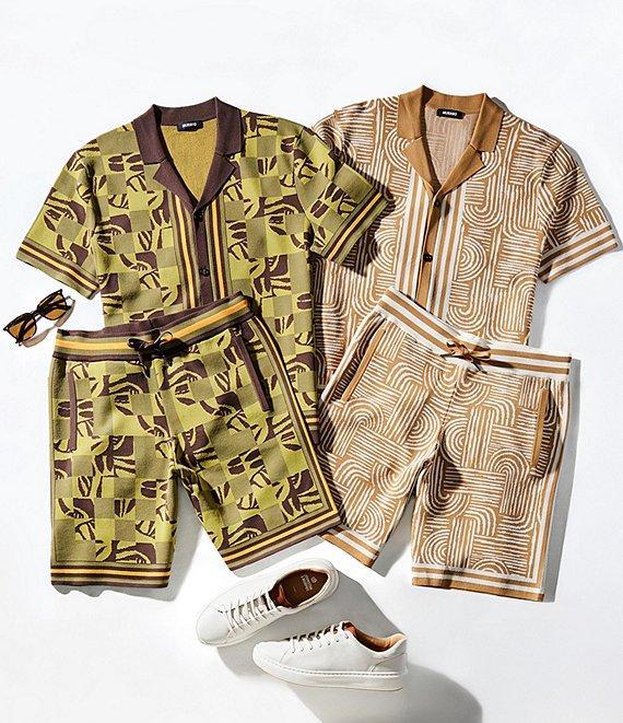 Murano Crocodile World Collection Block Jacquard Short Sleeve Woven Camp Shirt Product Image