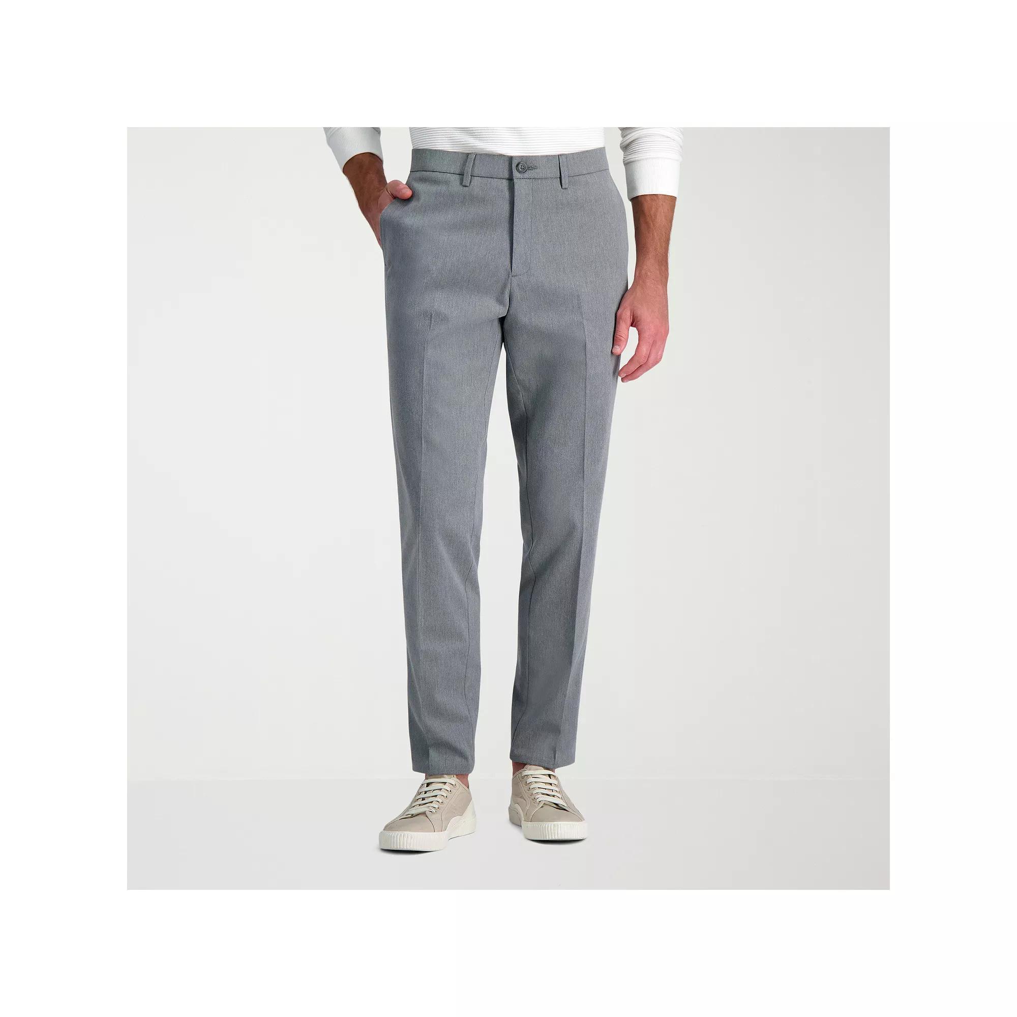 Mens Haggar Wrinkle Free Performance Khaki Slim Fit Flat Front Pants Dark Blue Product Image
