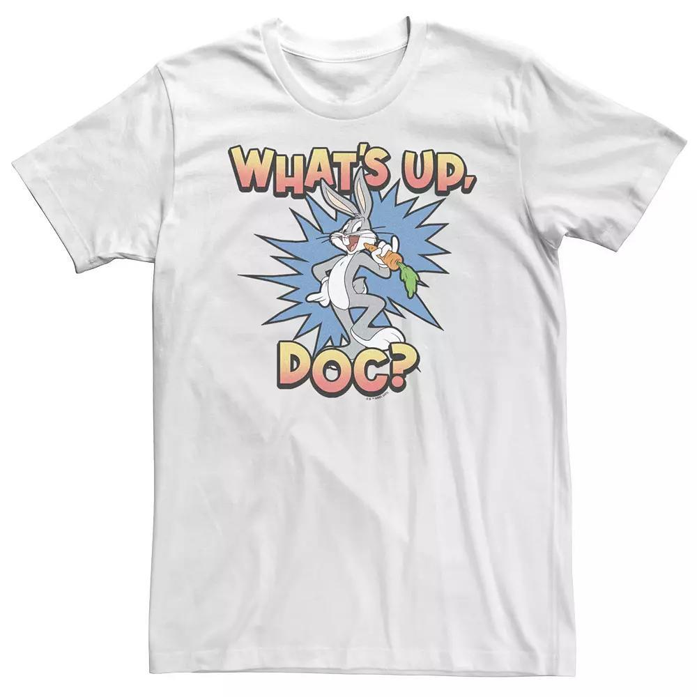 Big & Tall Looney Tunes Bugs Bunny Classic What's Up Doc Carrot Action Tee, Men's, Size: XXL Tall, White Product Image