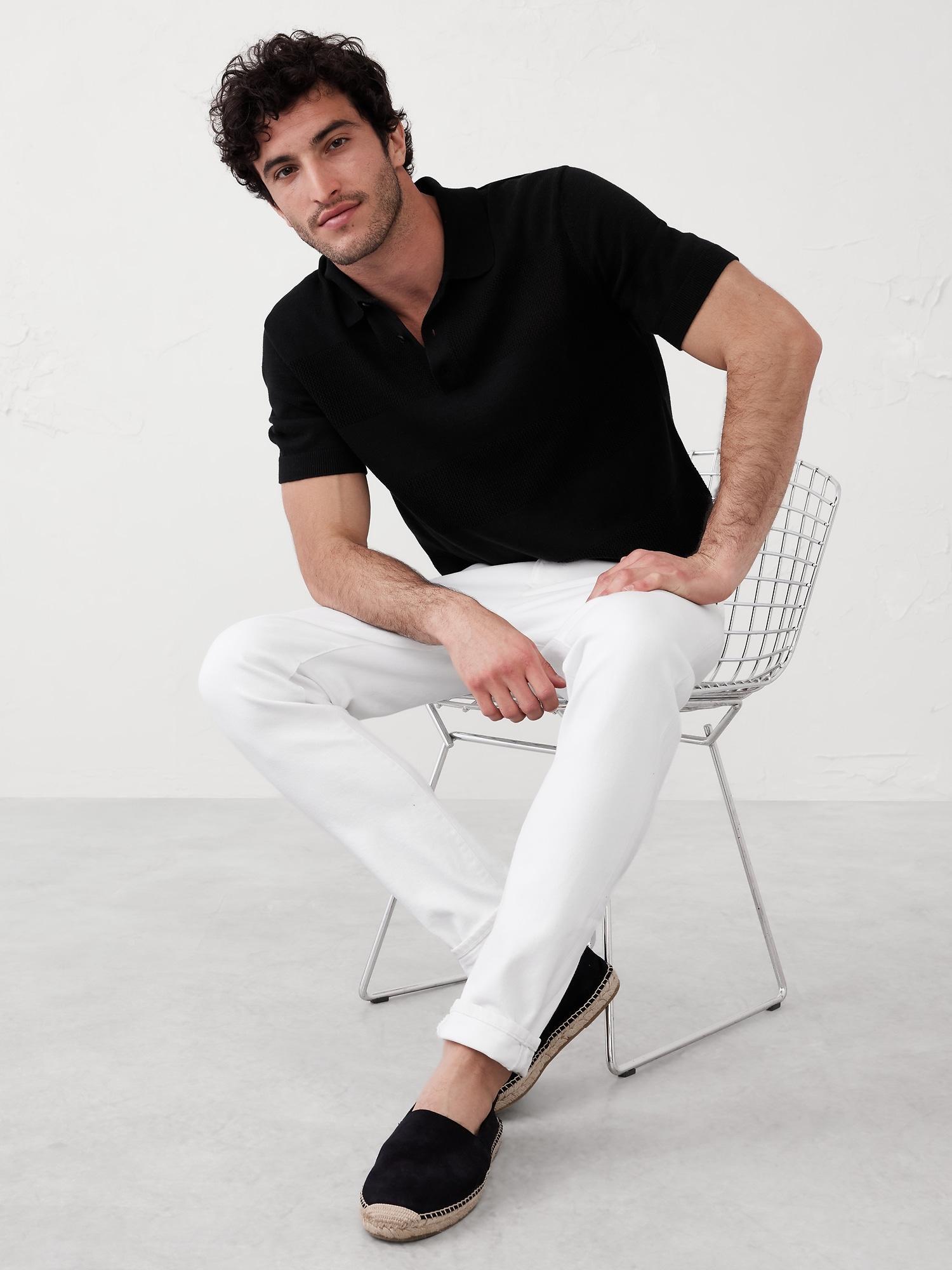 Mesh Striped Polo Product Image