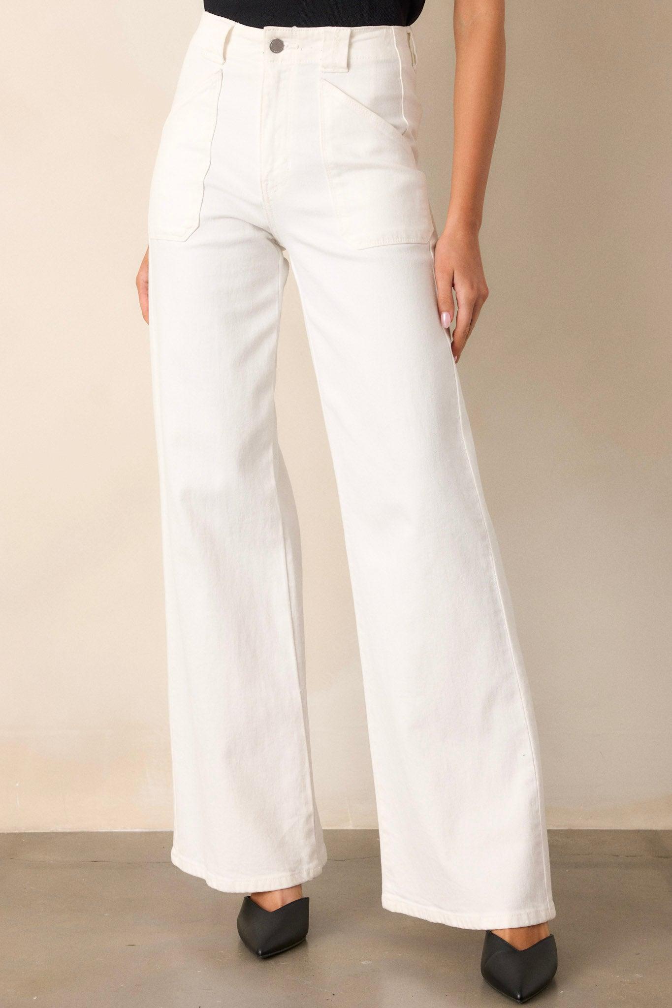 Hazy Days White Wide Leg Jeans Product Image