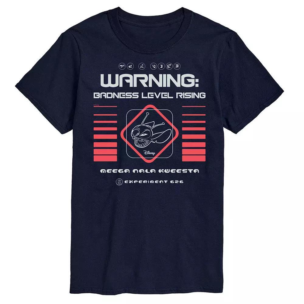 Disneys Lilo & Stitch Big & Tall warning Graphic Tee, Mens Heather Grey Product Image