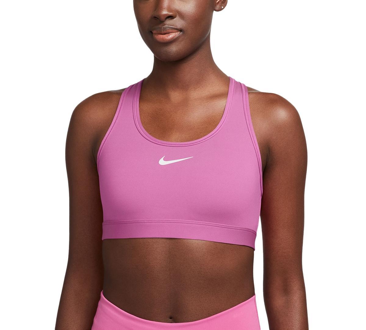 Nike Women's Swoosh Medium Support Sports Bra in White/White Size 2XL 100% Polyester/Spandex Product Image