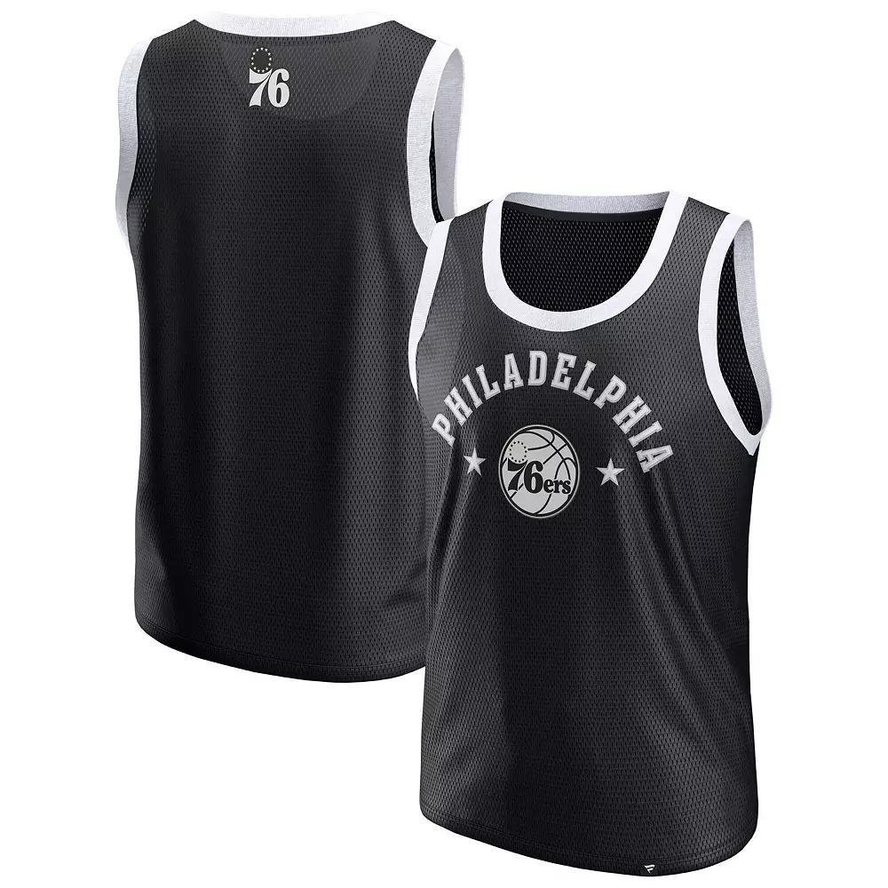 Men's Fanatics  Black Philadelphia 76ers Mesh Tank Top, Size: XL, 76r Black Product Image