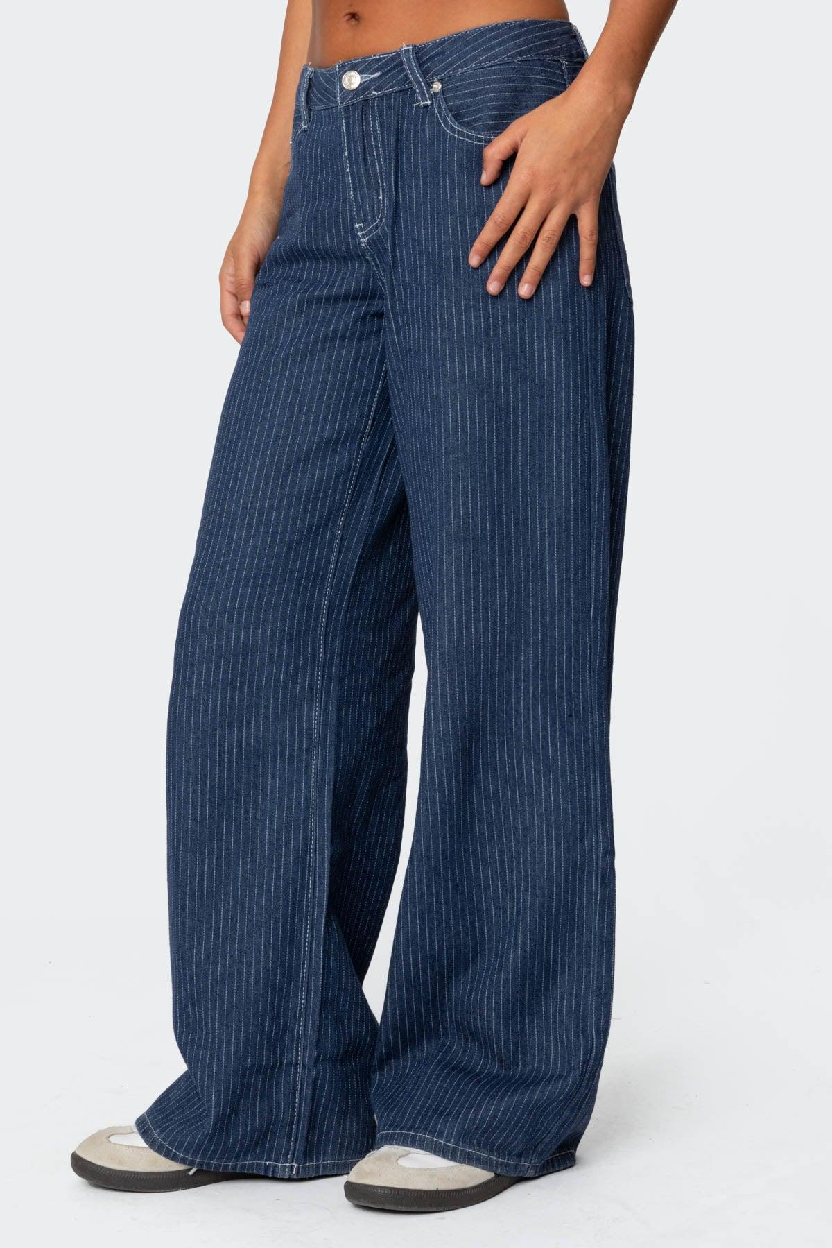 Pinstripe Low Rise Jeans Product Image