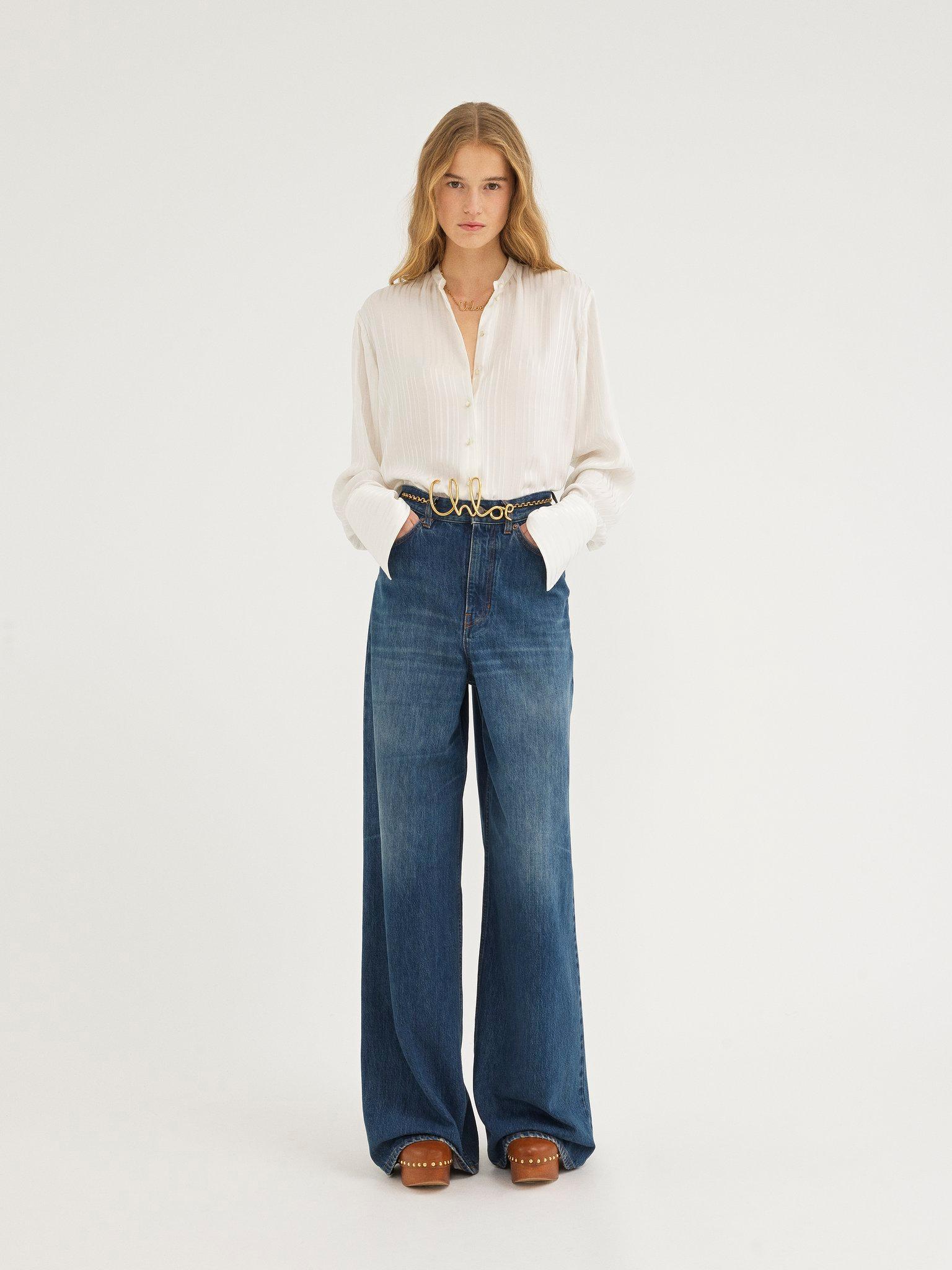 Oversized blouse in viscose & silk satin Product Image