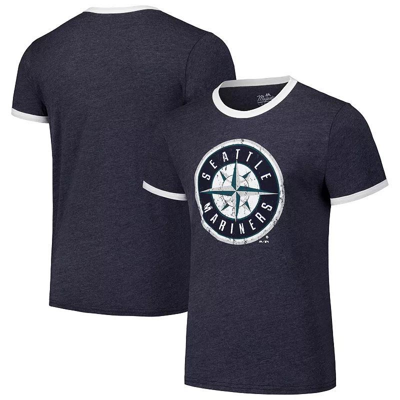 Men's Majestic Threads Navy Seattle Mariners Ringer Tri-Blend T-Shirt, Size: XL, Blue Product Image