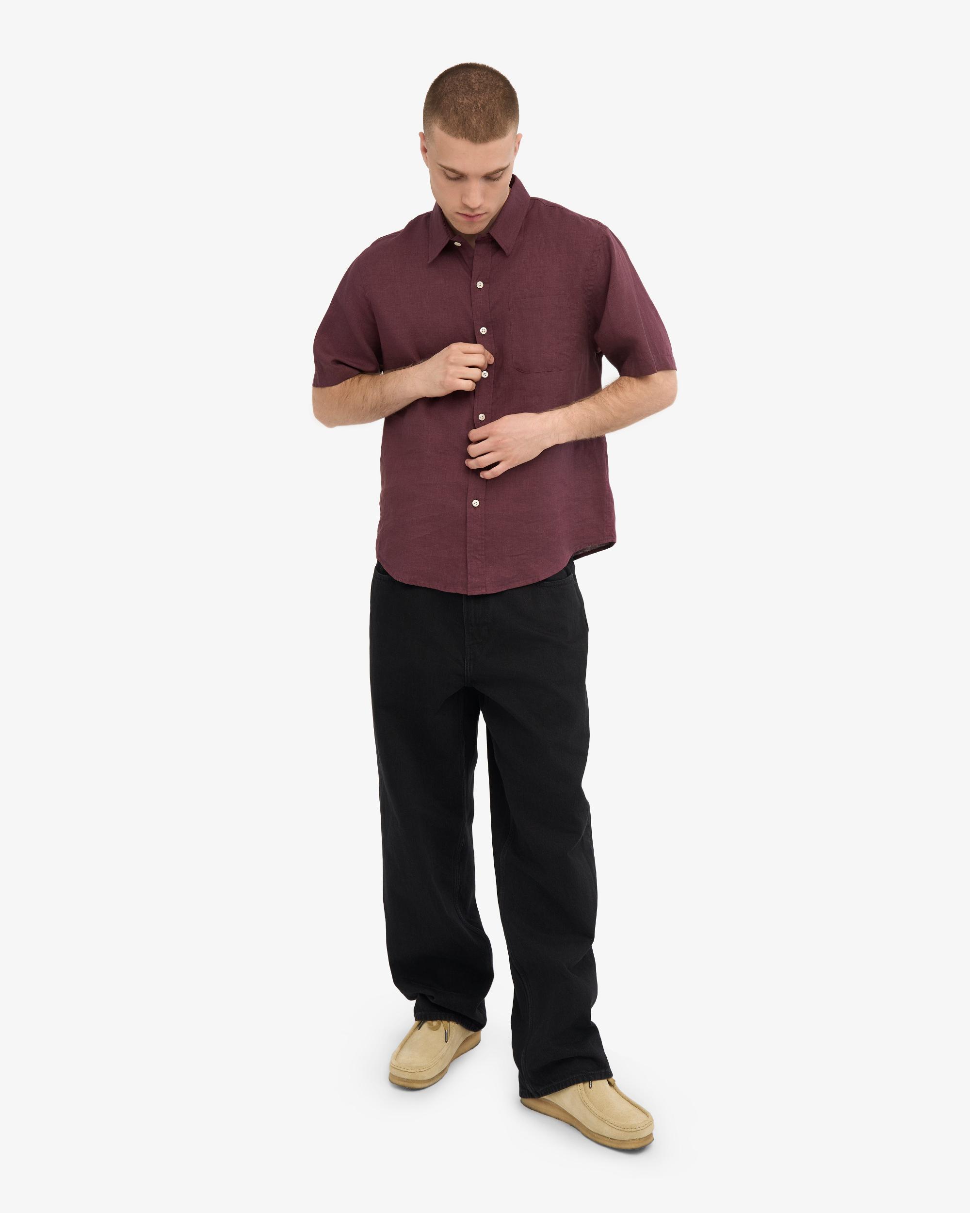 Linen SS Shirt - Oxblood Red Product Image