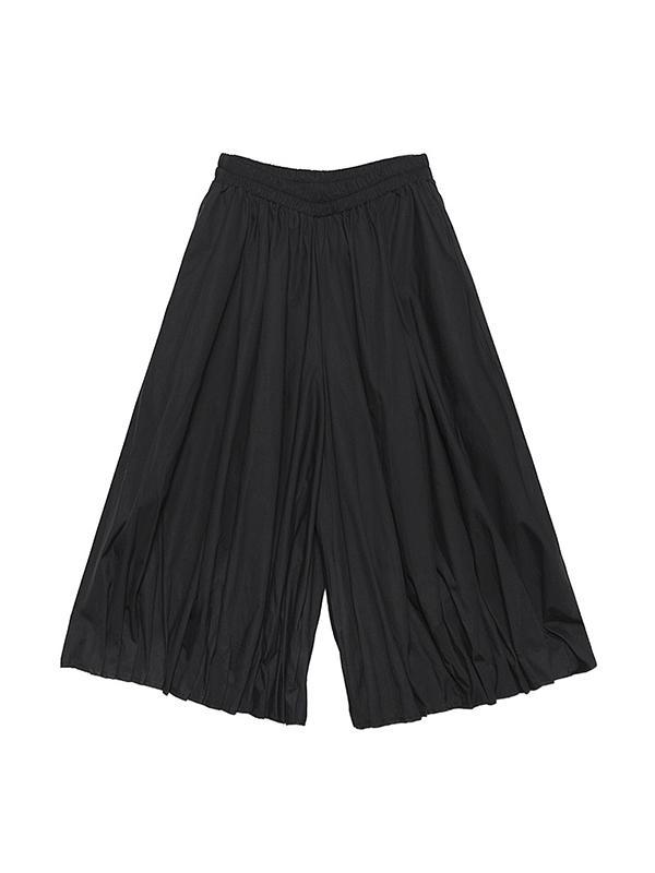 Stylish Black Solid Color High Waisted Wide Leg Pants Product Image