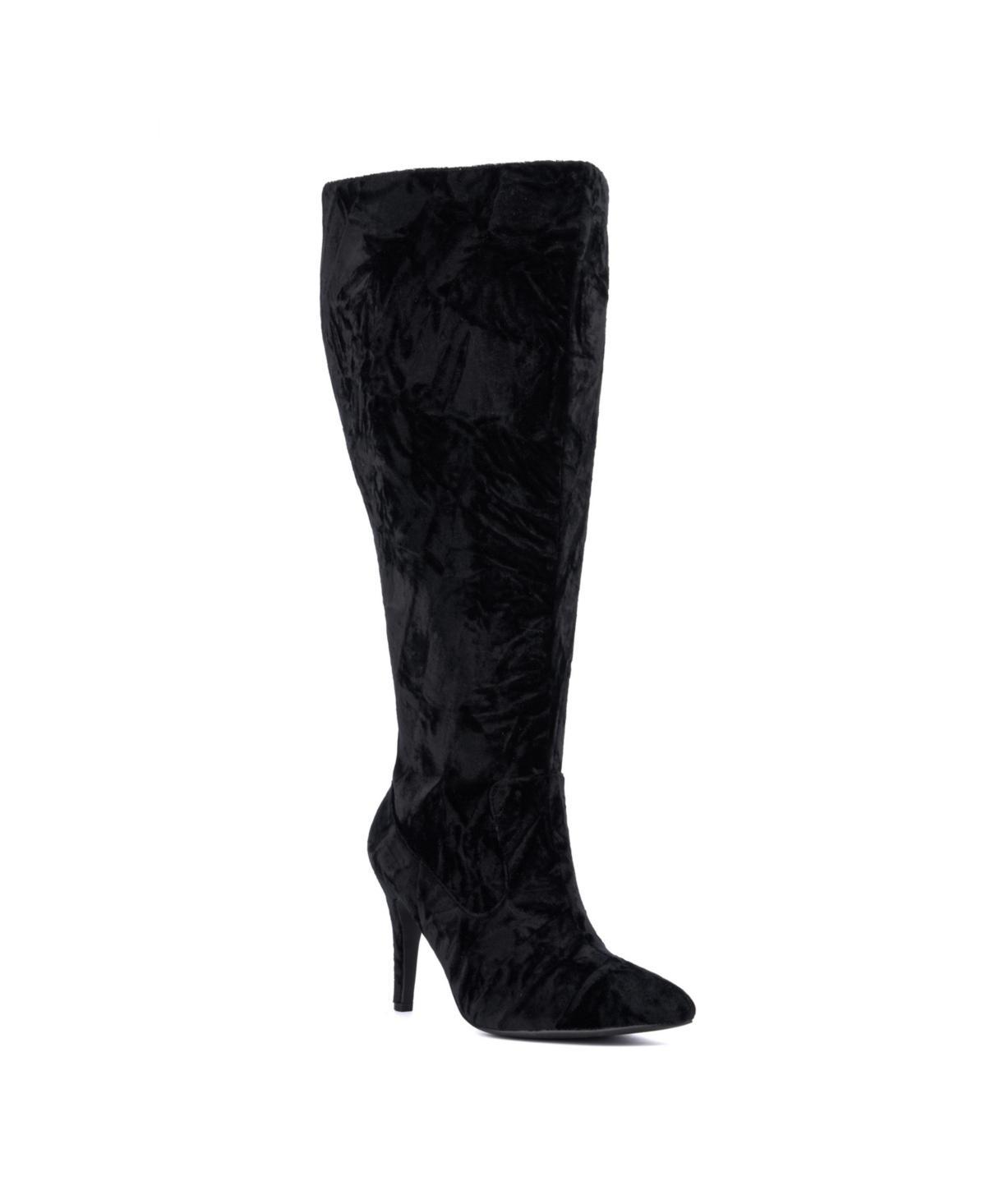 Fashion to Figure Lisette Women's Wide Width Knee-High Boots, Size: 11 Wide, Black Velvet Product Image