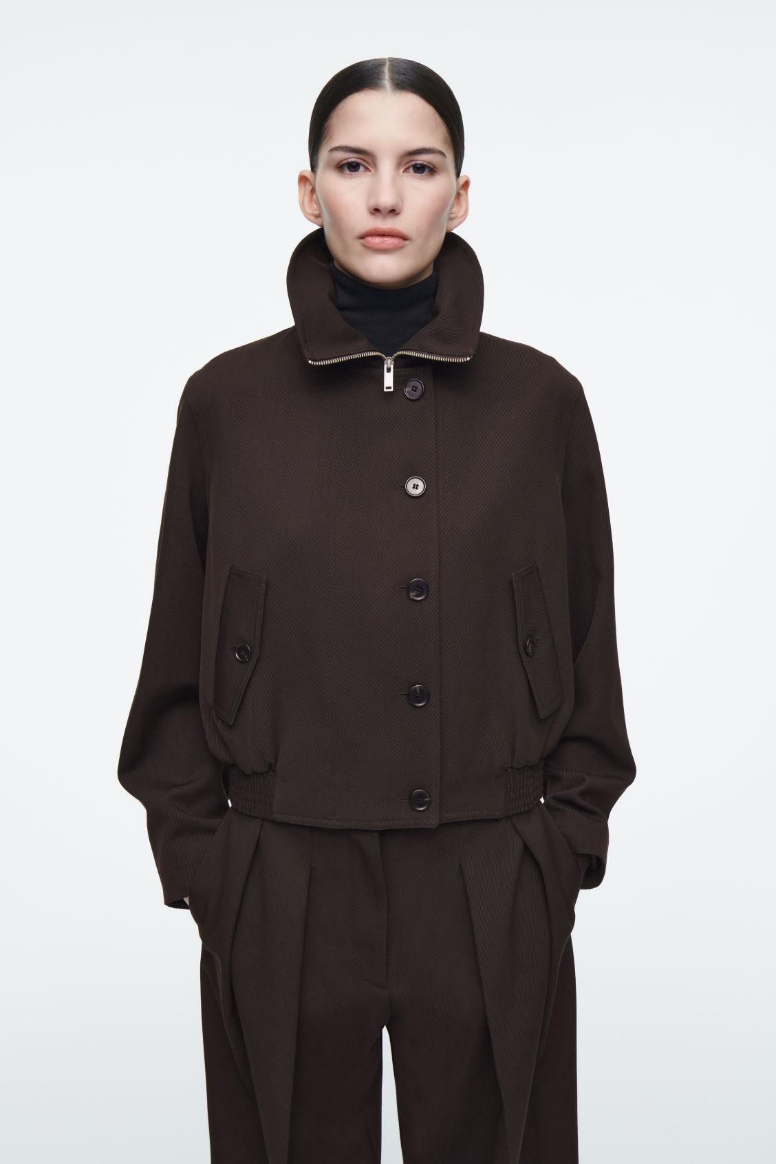 OVERSIZED FUNNEL-NECK WOOL-BLEND JACKET Product Image