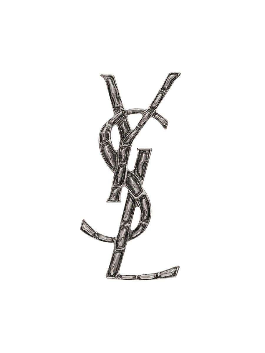 Womens Silvertone Textured Logo Brooch Product Image